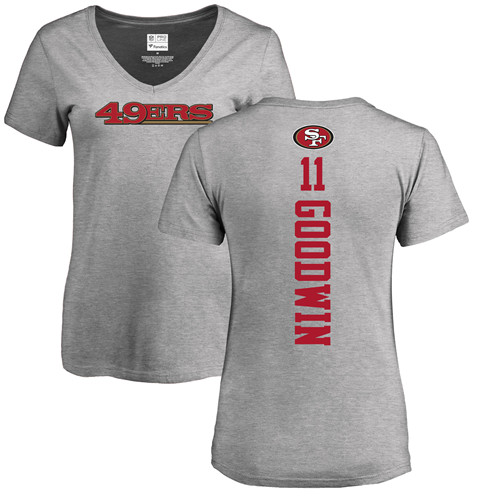 San Francisco 49ers Ash Women Marquise Goodwin Backer #11 NFL T Shirt->nfl t-shirts->Sports Accessory